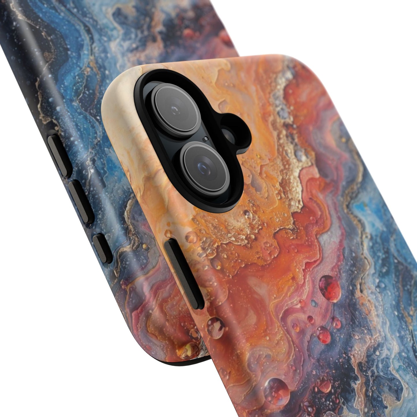 Marbled Galaxy Tough Phone Case — Abstract Blue & Coral Protective Cover