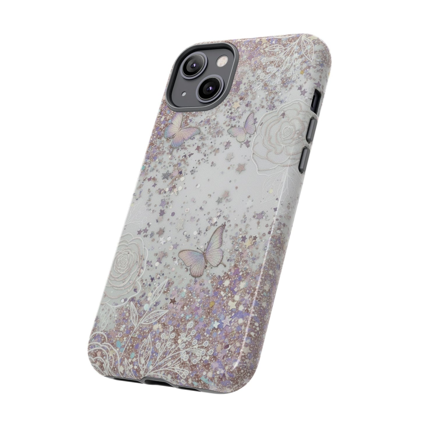 Butterfly Glitter Tough Phone Case — Floral Sparkle Protective Case
