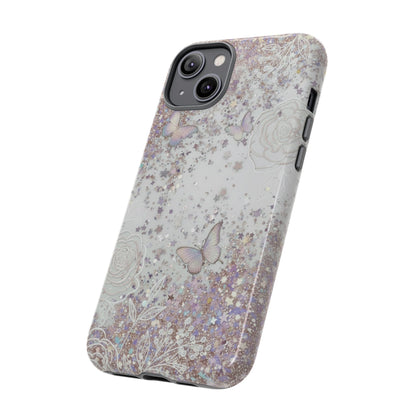 Butterfly Glitter Tough Phone Case — Floral Sparkle Protective Case