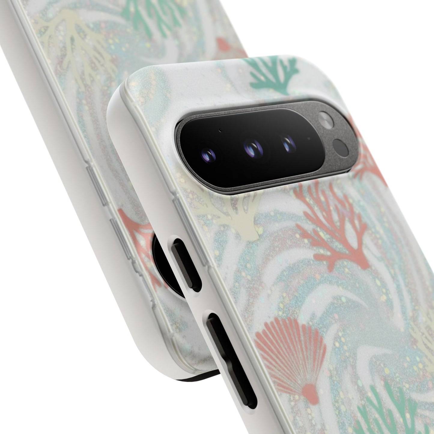 Seafoam Coral Tough Phone Case - Pastel Ocean Wave Design