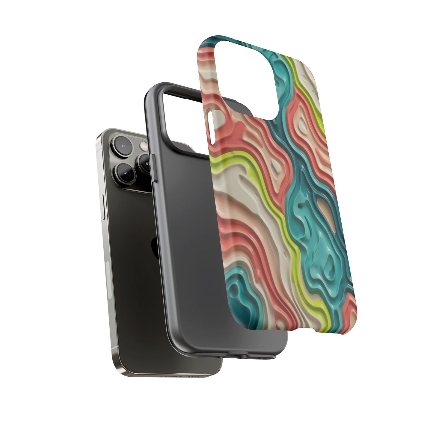 Abstract Contour Phone Case — Colorful Topographic Pattern Tough Case