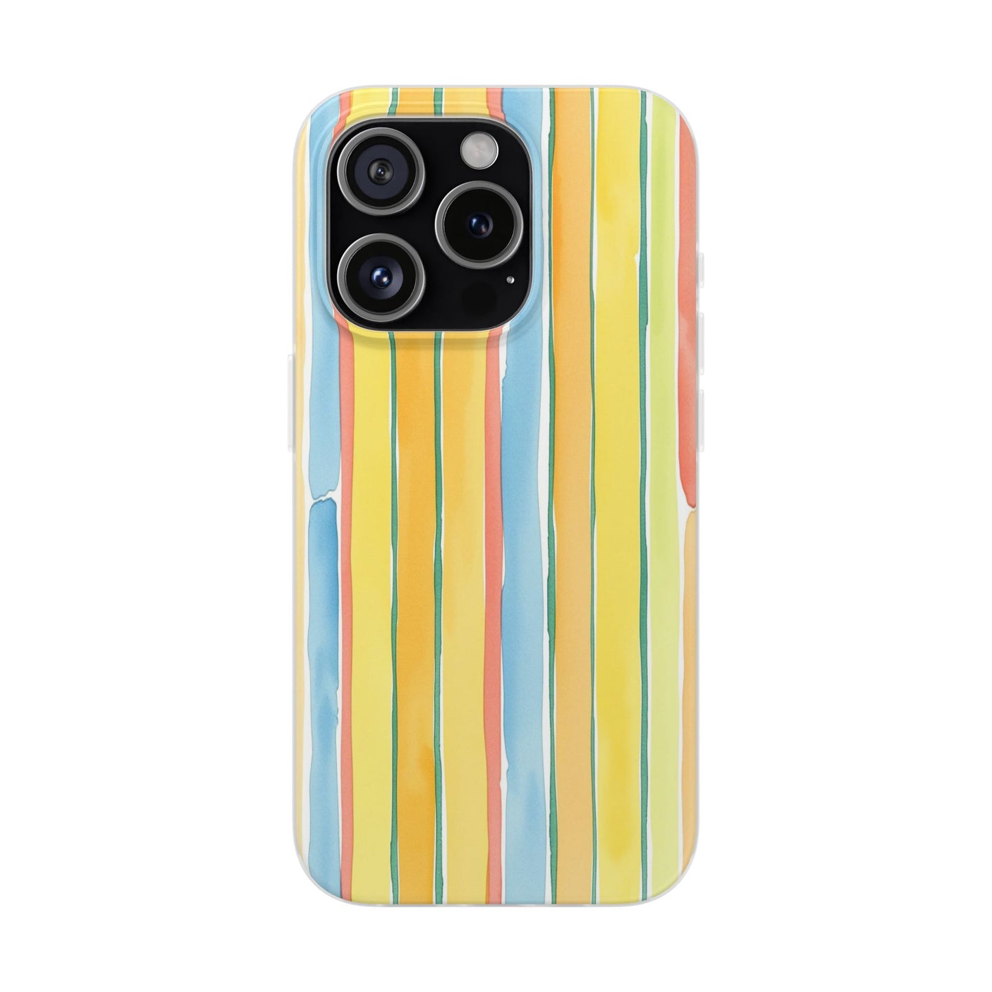 Watercolor Stripe Phone Case — Bright Pastel Vertical Stripes Protective Flexi Case