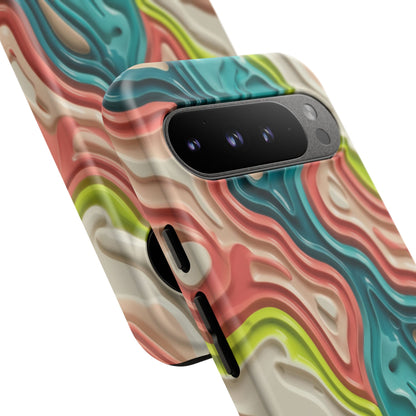 Abstract Contour Phone Case — Colorful Topographic Pattern Tough Case