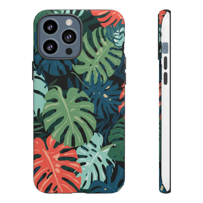 Tropical Monstera Phone Case — Colorful Leaf Protective Tough Case