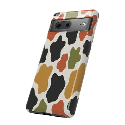 Camouflage Pattern Tough Phone Case – Retro Olive, Rust & Mustard Protective Cover