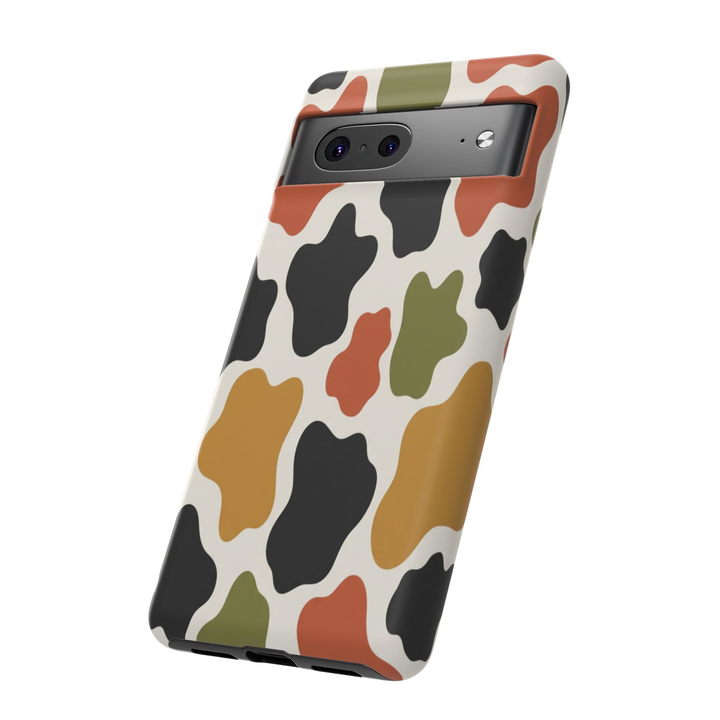 Camouflage Pattern Tough Phone Case – Retro Olive, Rust & Mustard Protective Cover