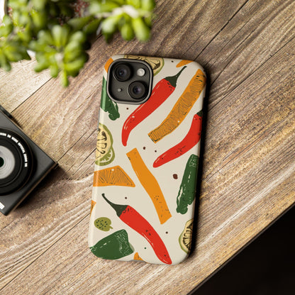 Spicy Peppers Phone Case – Colorful Chili, Lime & Citrus Pattern