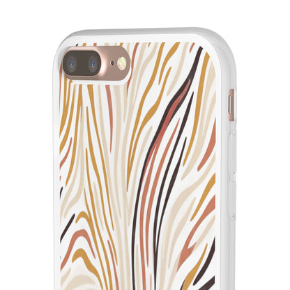 Marbled Neutral Stripe Phone Case — Abstract Beige & Terracotta Flexi Case