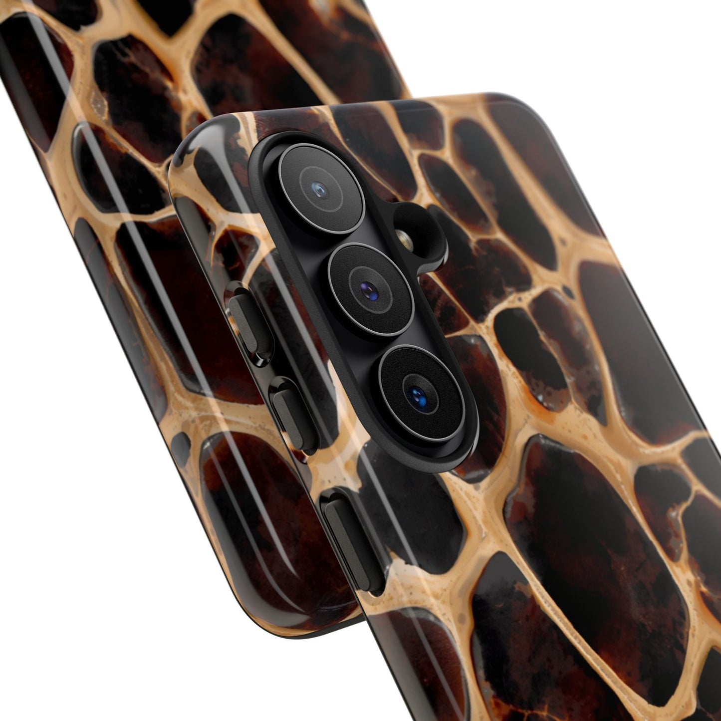 Phone Case — Brown Leather Dot Texture Rugged Protective Cover