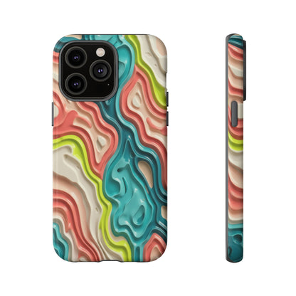 Abstract Contour Phone Case — Colorful Topographic Pattern Tough Case
