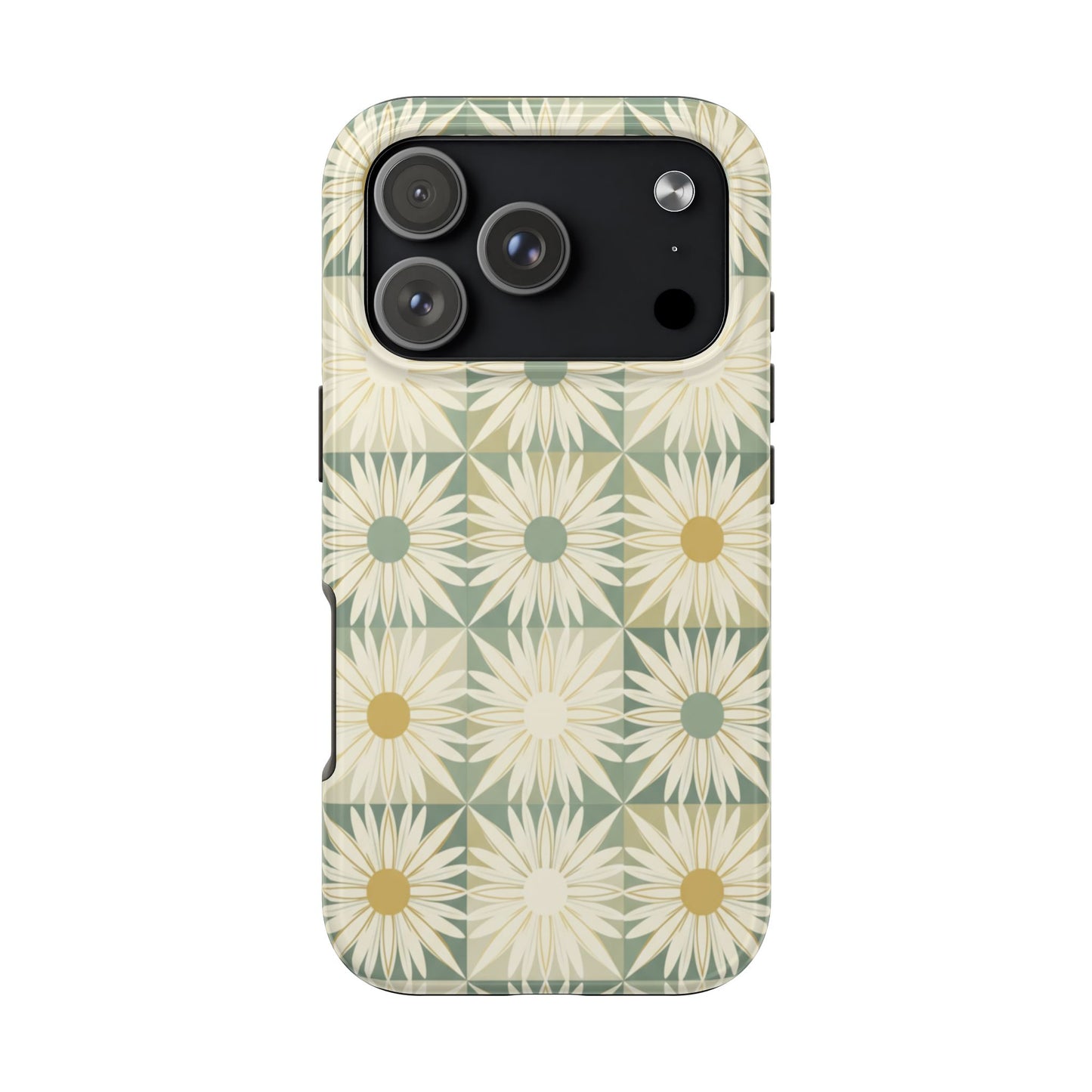 Retro Daisy Tough Phone Case — Vintage Floral Protective Cover for iPhone