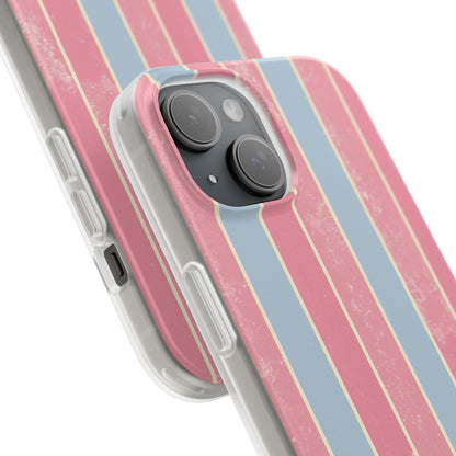 Striped Pink & Blue Phone Case — Retro Pastel Flexi Case