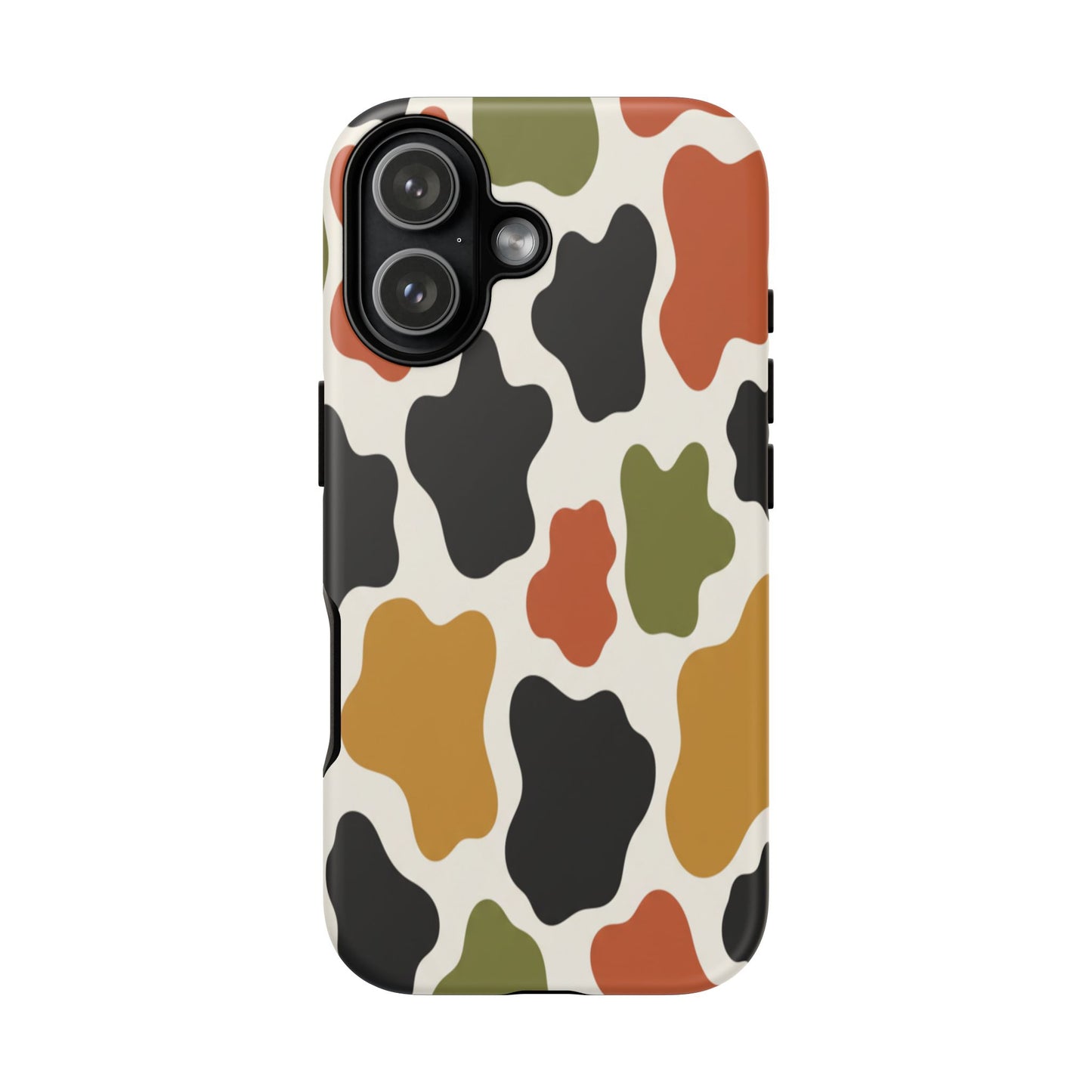 Camouflage Pattern Tough Phone Case – Retro Olive, Rust & Mustard Protective Cover