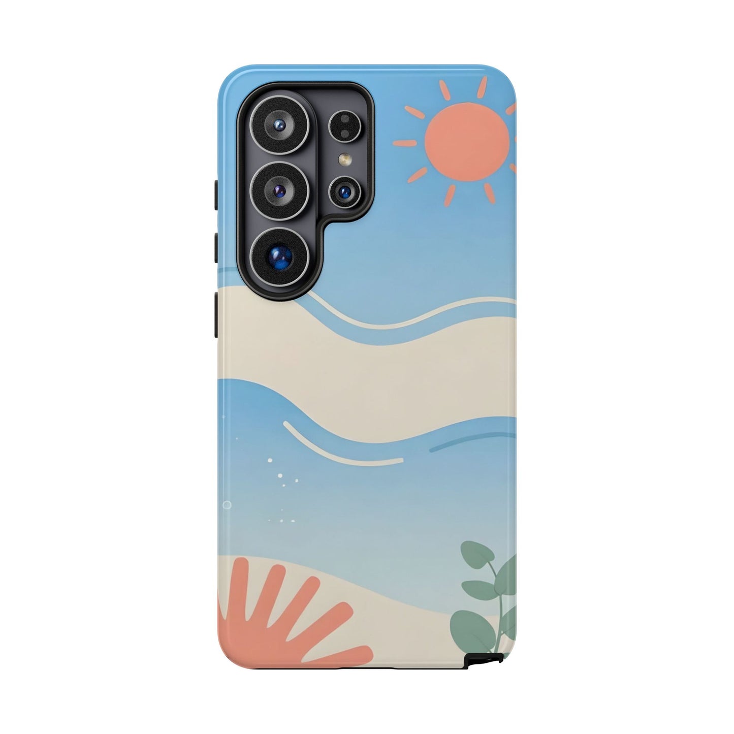 Beach Waves Tough Phone Case — Summer Sun & Seashell Protective Cover