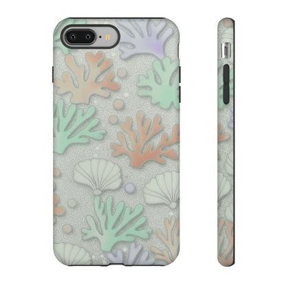 Pastel Coral Reef Tough Phone Case – Sea Shell & Coral Pattern Durable Protector