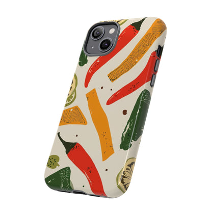 Spicy Peppers Phone Case – Colorful Chili, Lime & Citrus Pattern
