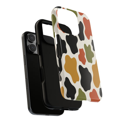 Camouflage Pattern Tough Phone Case – Retro Olive, Rust & Mustard Protective Cover