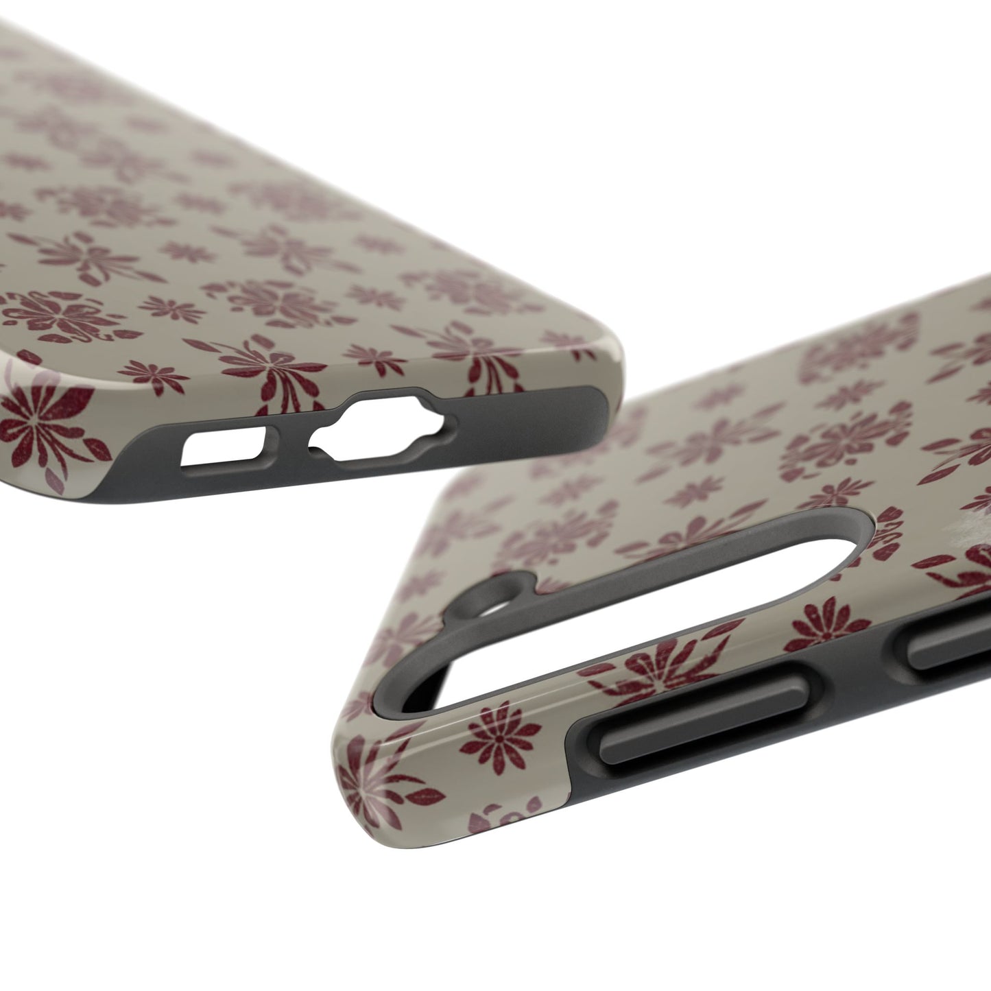 Tough Phone Case — Vintage Red Floral Pattern Protective Cover
