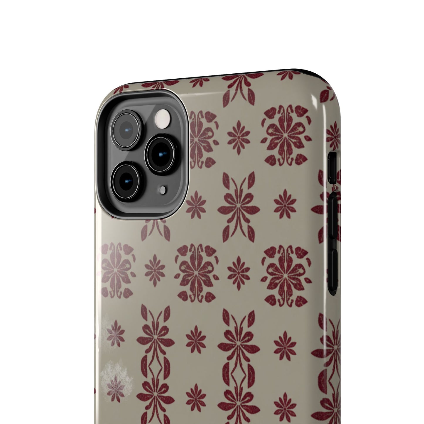 Tough Phone Case — Vintage Red Floral Pattern Protective Cover