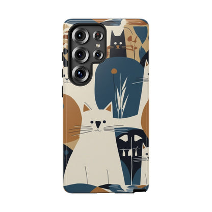 Cat Pattern Phone Case – Retro Abstract Cats Protective iPhone Cover
