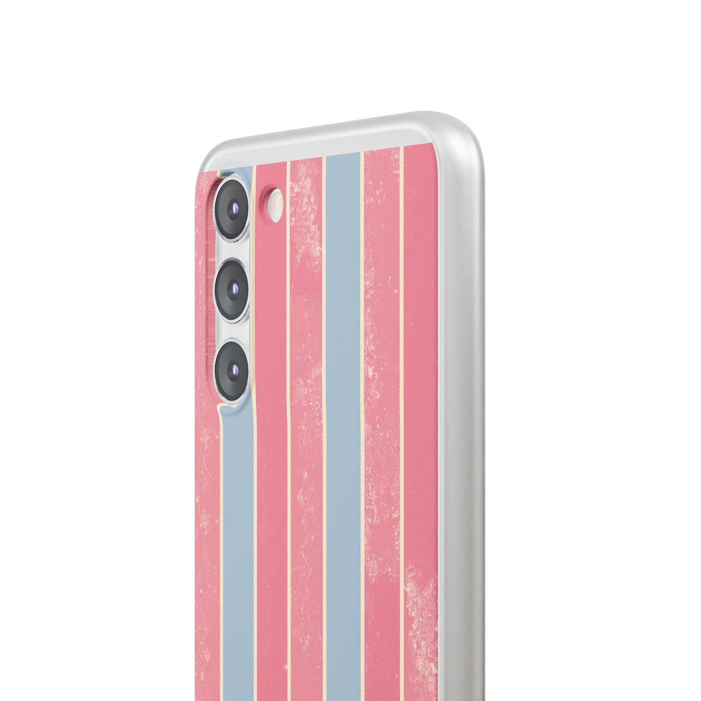 Striped Pink & Blue Phone Case — Retro Pastel Flexi Case
