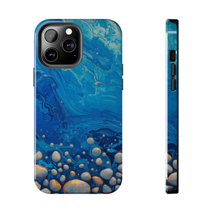 Blue Ocean Pebble Tough Phone Case — Protective Artistic Marble Design