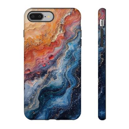 Marbled Galaxy Tough Phone Case — Abstract Blue & Coral Protective Cover