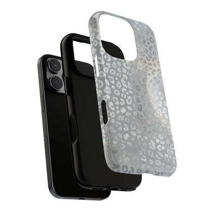 Grey Leopard Print Tough Phone Case — Durable Protective iPhone Cover