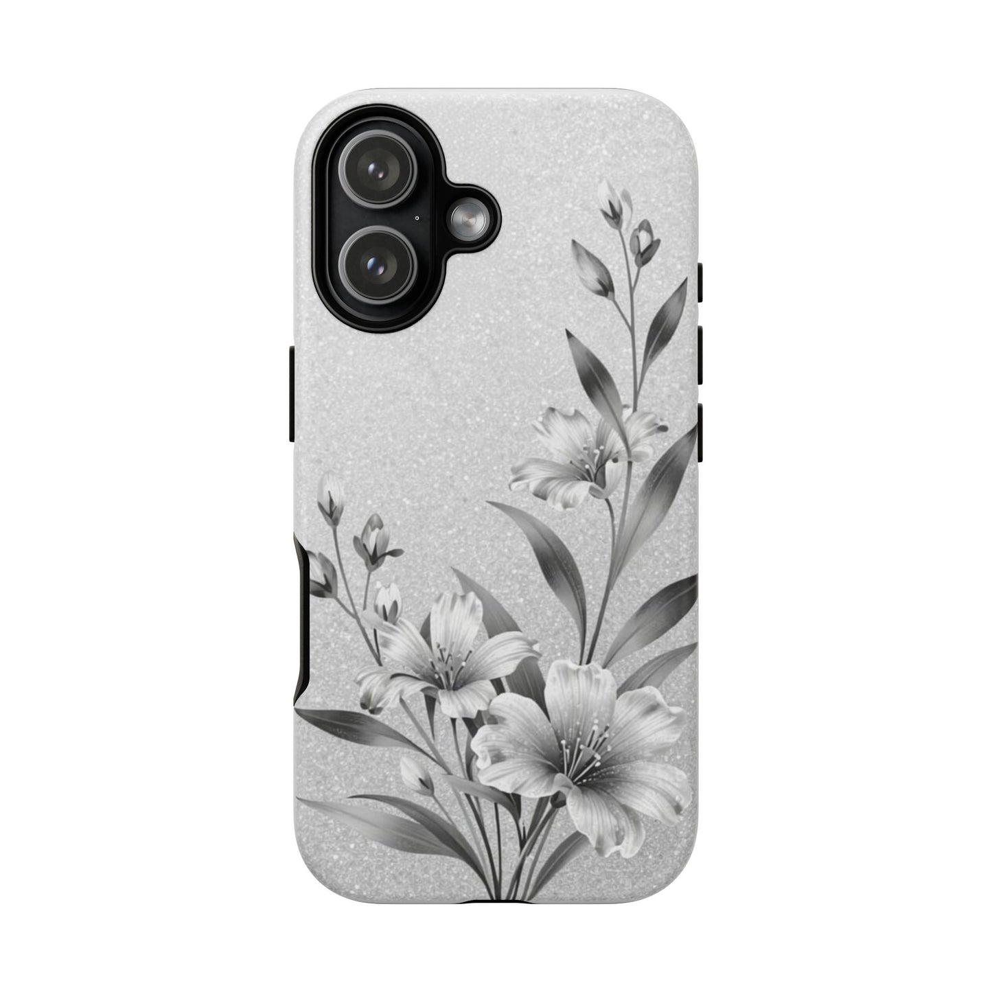 Floral Monochrome Phone Case — Elegant Black & White Lily Design