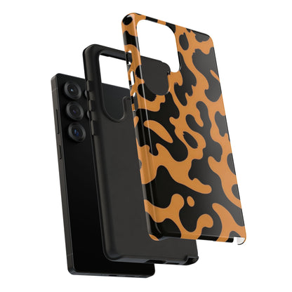 Leopard Print Phone Case — Orange & Black Tough Pattern Protective Cover