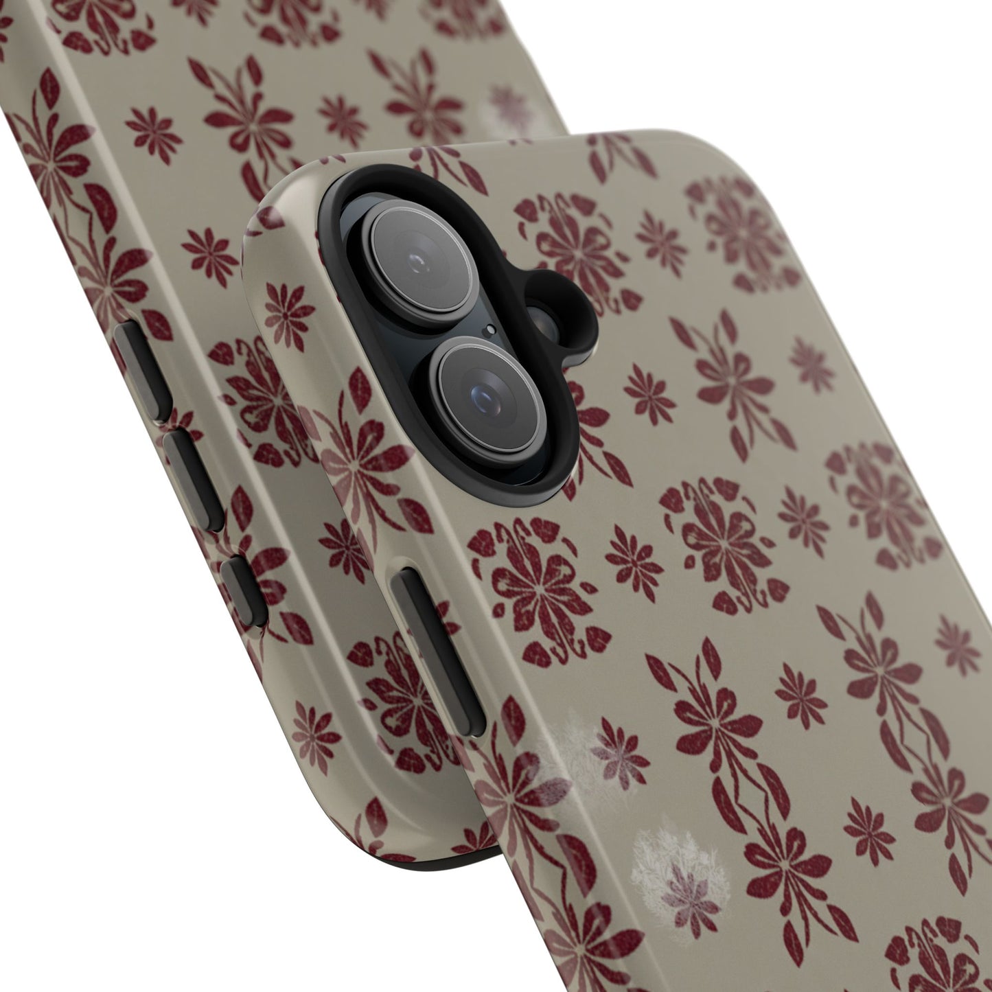 Tough Phone Case — Vintage Red Floral Pattern Protective Cover