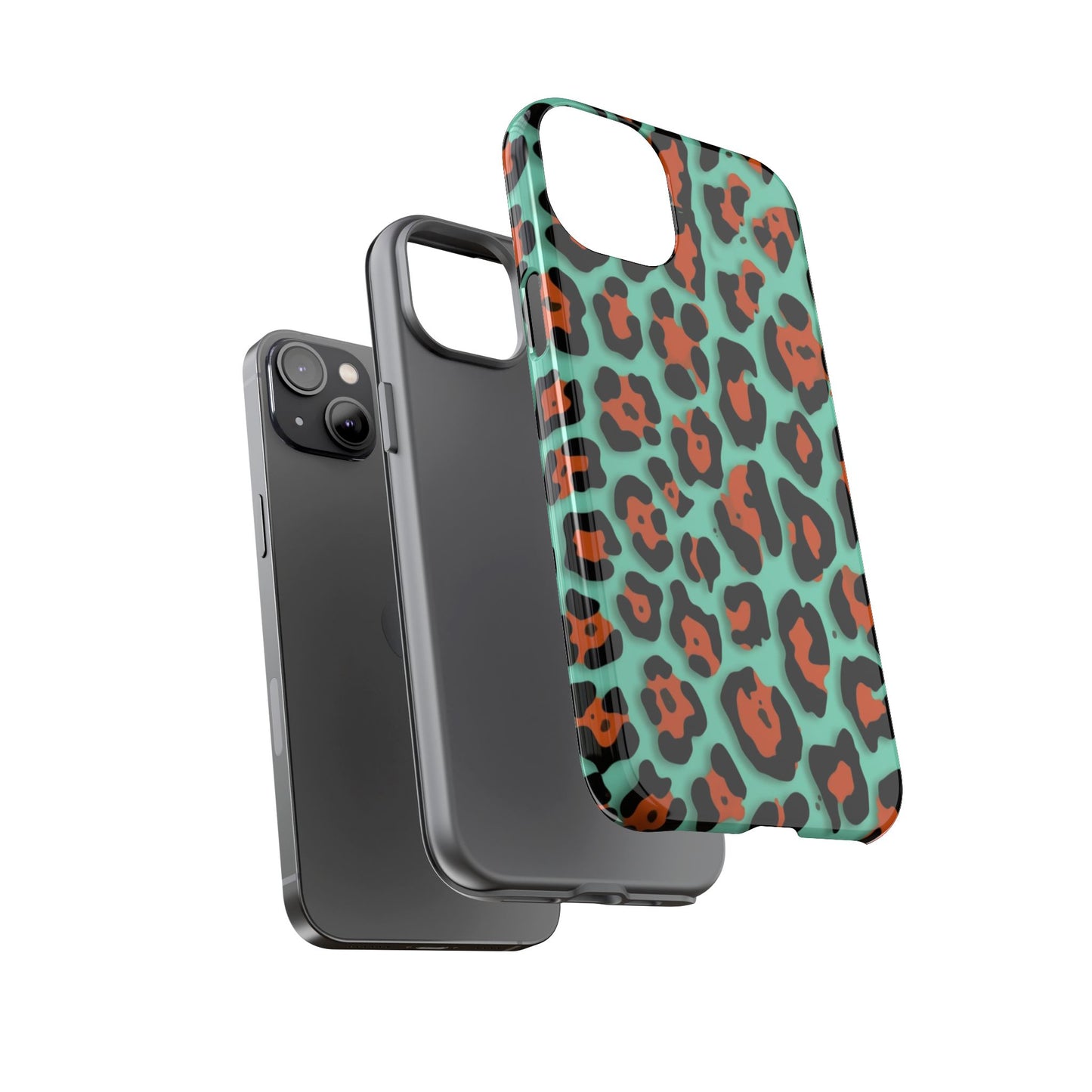 Teal & Rust Leopard Phone Case — Tough Protective Animal Print