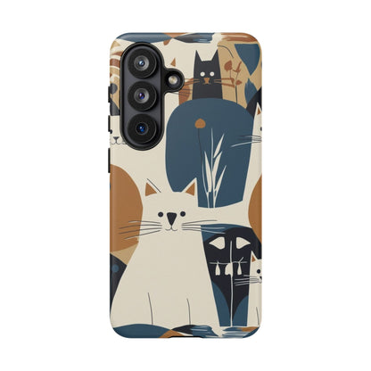Cat Pattern Phone Case – Retro Abstract Cats Protective iPhone Cover