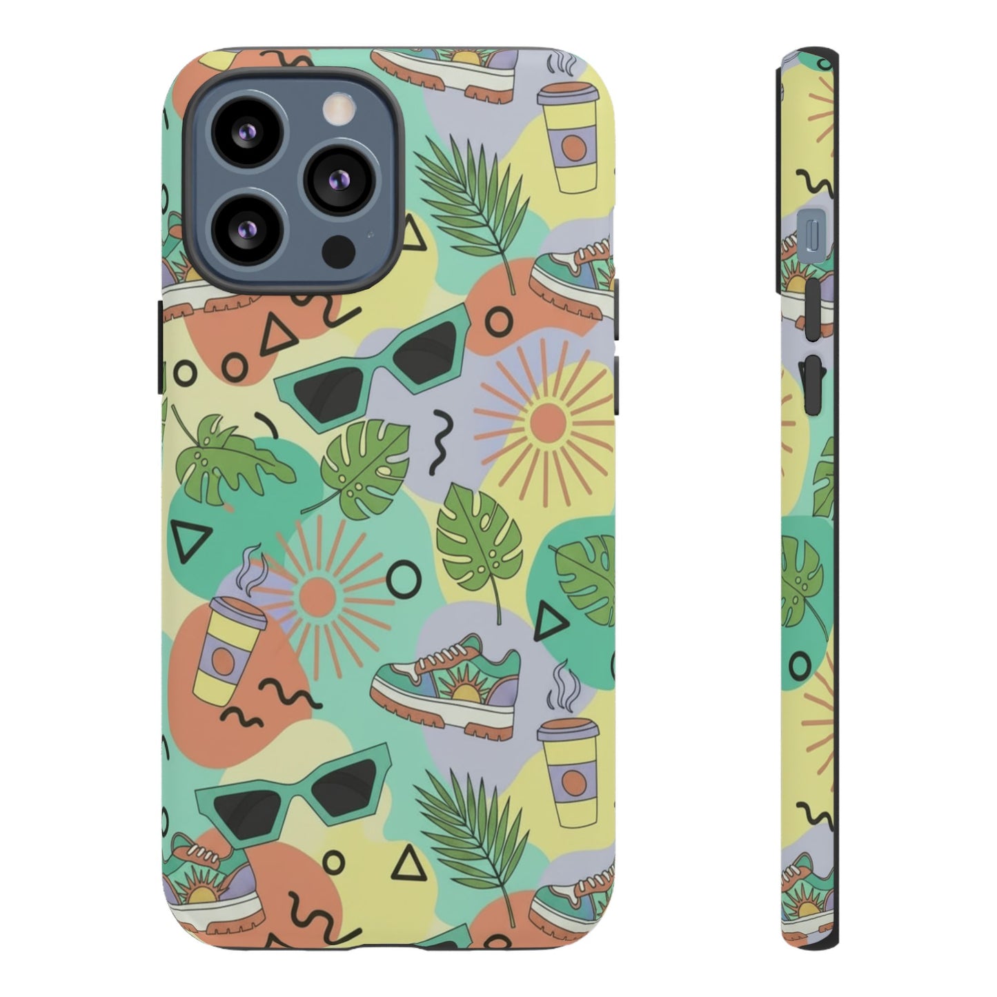 Tropical Summer Phone Case — Retro Sunglasses, Sneakers & Palm Pattern