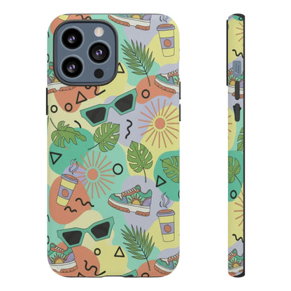 Tropical Summer Phone Case — Retro Sunglasses, Sneakers & Palm Pattern
