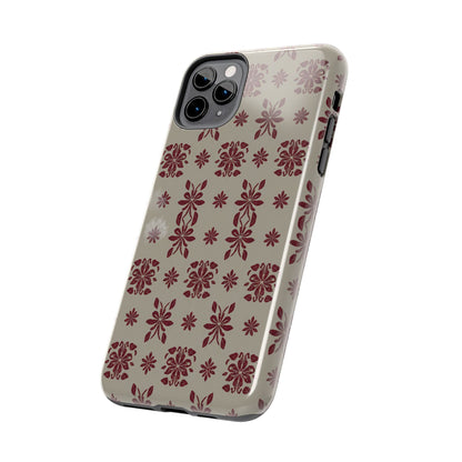 Tough Phone Case — Vintage Red Floral Pattern Protective Cover