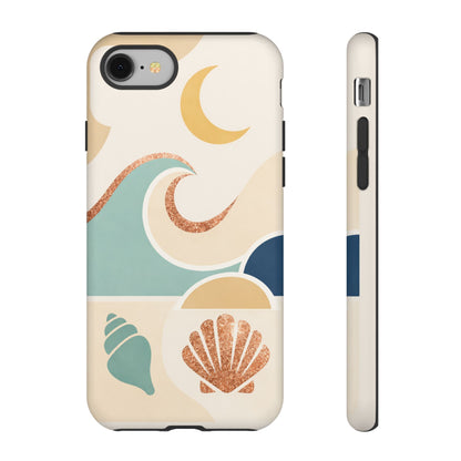 Sea Breeze Tough Phone Case — Retro Waves & Shells Design