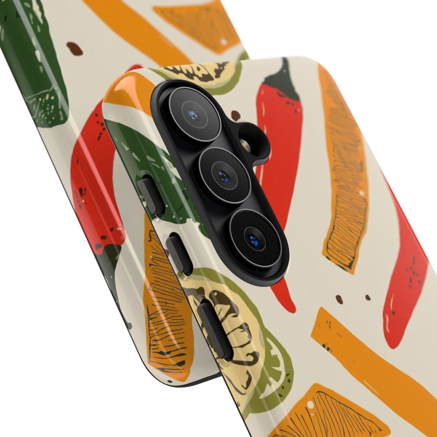 Spicy Peppers Phone Case – Colorful Chili, Lime & Citrus Pattern