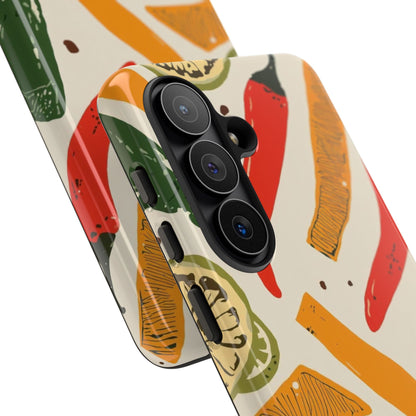 Spicy Peppers Phone Case – Colorful Chili, Lime & Citrus Pattern