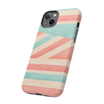 Pastel Stripes Tough Phone Case – Retro Coral & Teal Protective Cover