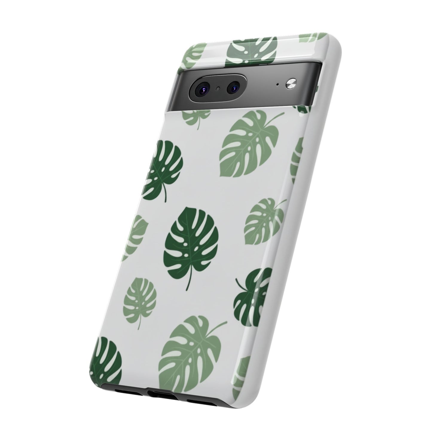 Monstera Leaf Tough Phone Case – Tropical Green Palm Pattern Protective Cover