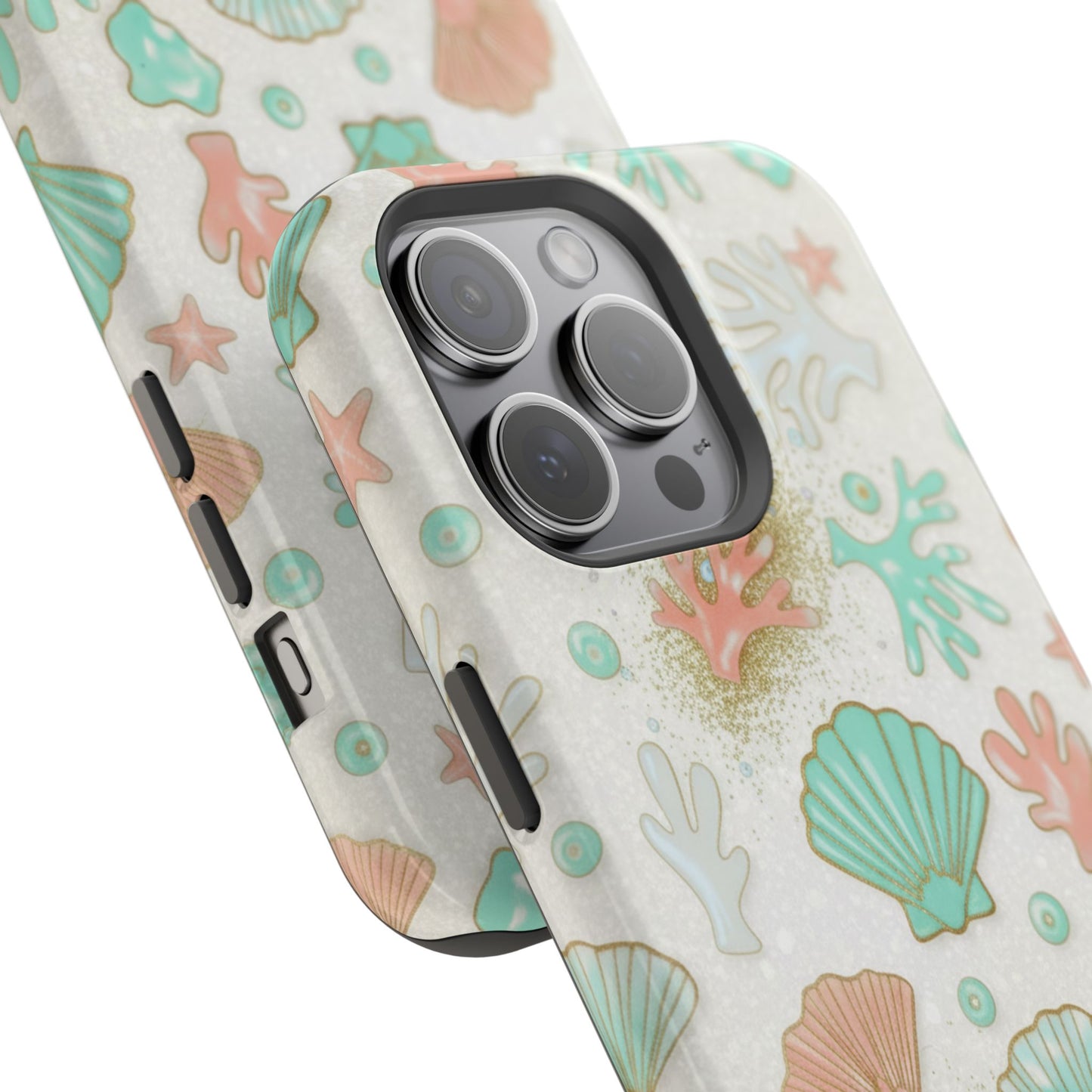 Sea Shells Magnetic Impact Phone Case — Pastel Coral & Teal Beach Design