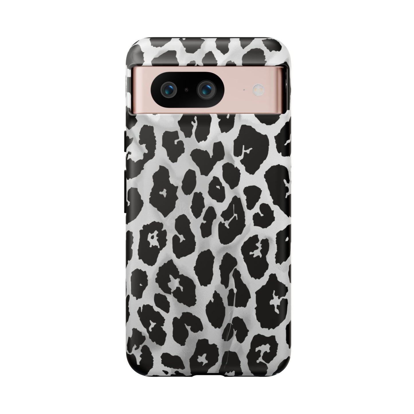 Leopard Print Tough Phone Case – Black & White Animal Pattern Protective Cover