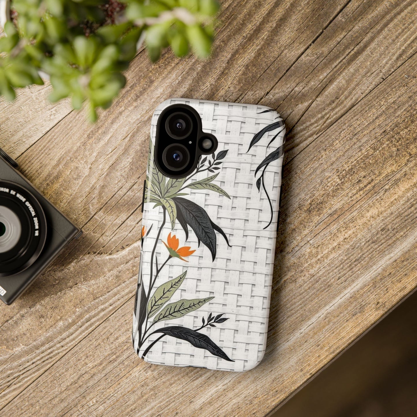 Floral Woven Tough Phone Case — Protective Botanical iPhone Cover