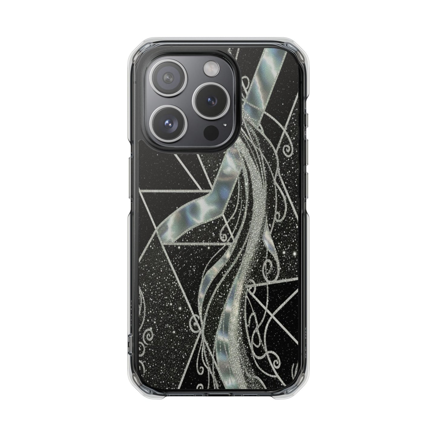 Clear Magnetic Impact Phone Case — Iridescent Geometric Design