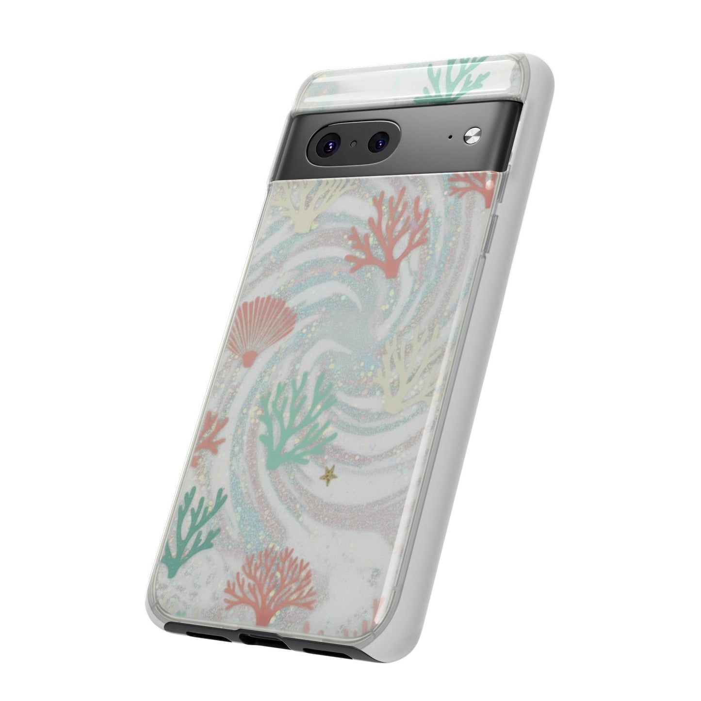 Seafoam Coral Tough Phone Case - Pastel Ocean Wave Design
