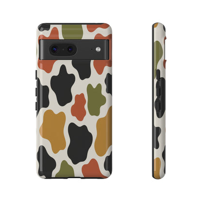 Camouflage Pattern Tough Phone Case – Retro Olive, Rust & Mustard Protective Cover