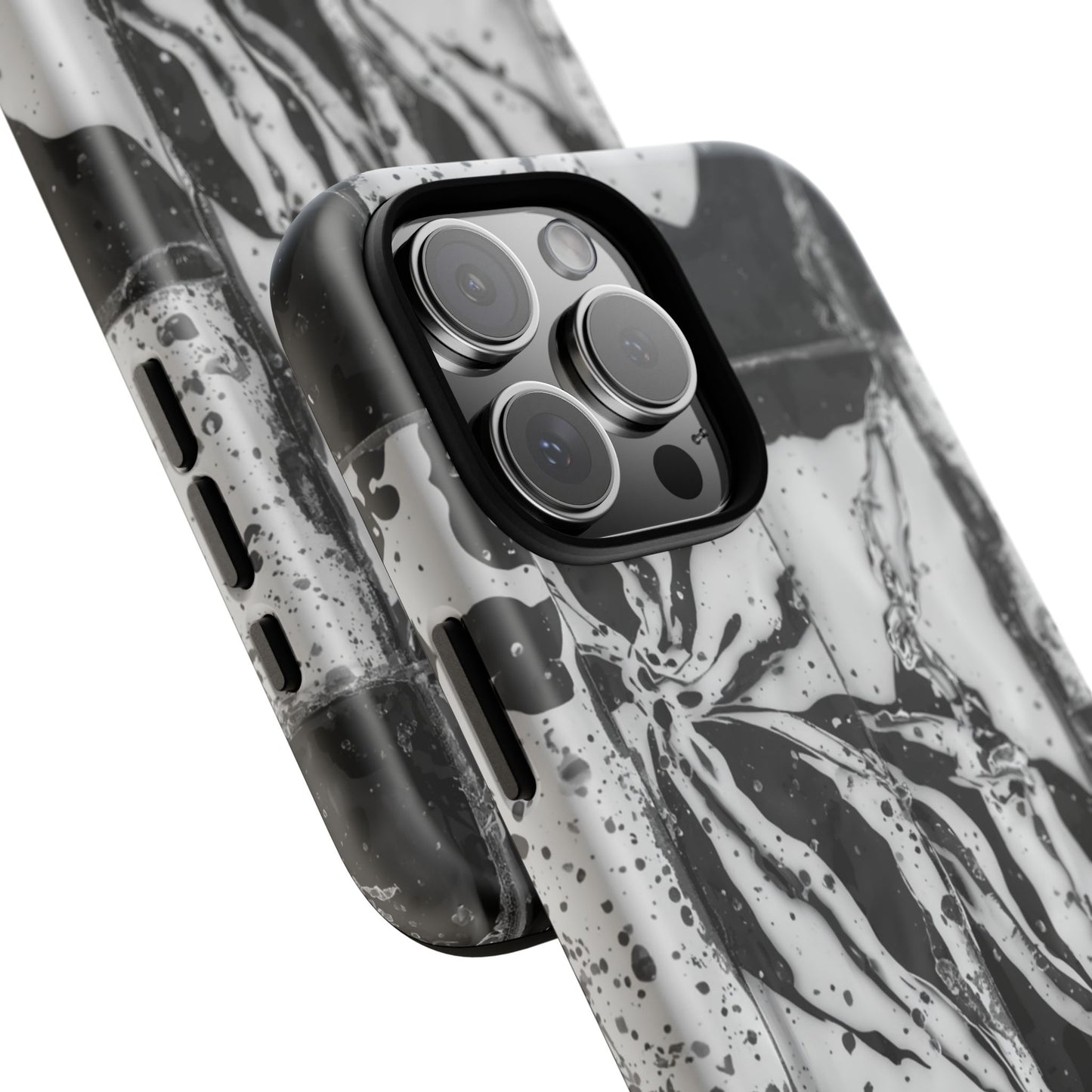Monochrome Tile Floral Tough Phone Case