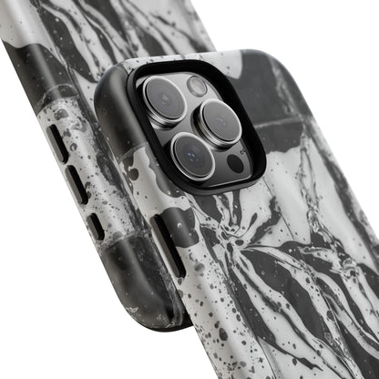 Monochrome Tile Floral Tough Phone Case