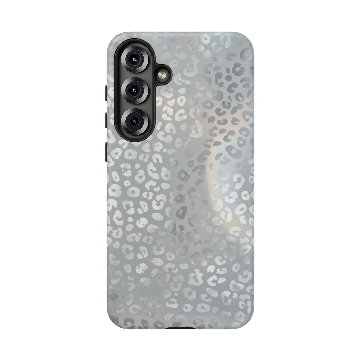 Grey Leopard Print Tough Phone Case — Durable Protective iPhone Cover
